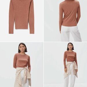 NWT Everlane The Organic Cotton Long-Sleeve Crew / Heathered Brown / Small